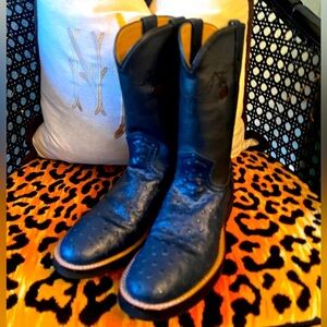 DAN POST Navy Blue Cowboy Boots Upper Leather Western Men or Women
